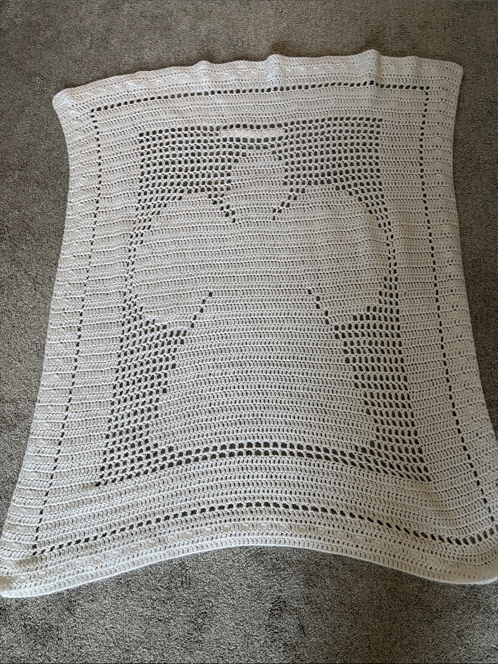 Handmade Cream Crochet blanket - Elegant Openwork Knit